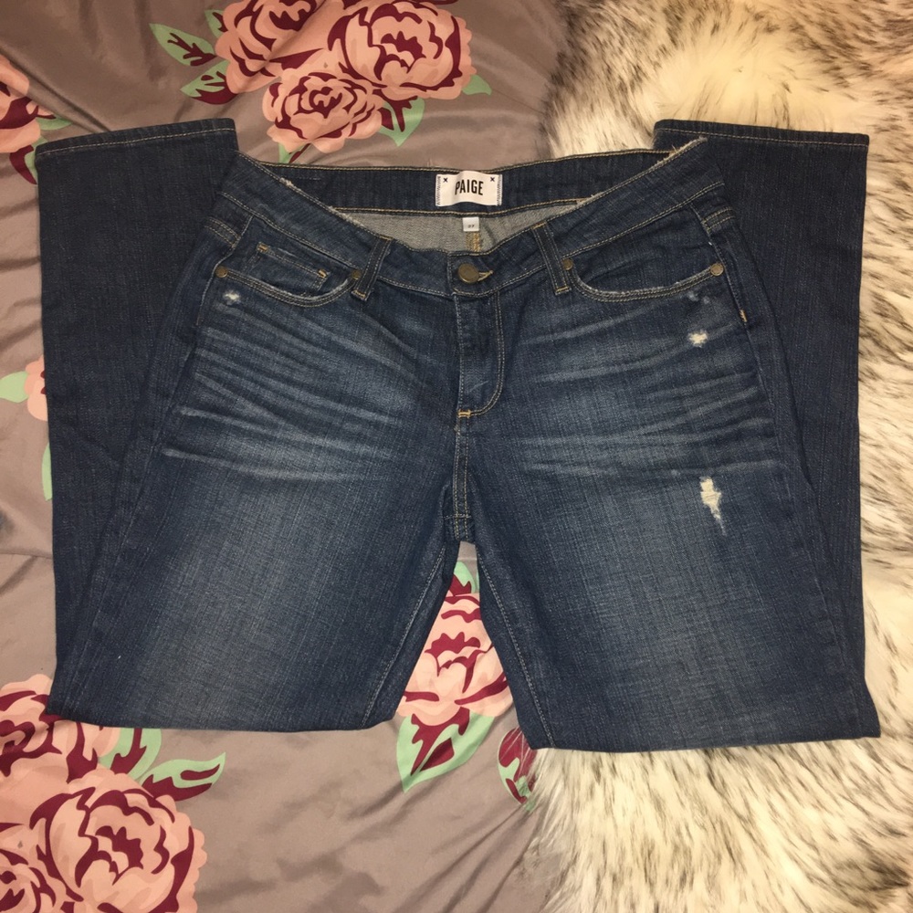 Paige Jimmy Jimmy Crop Denim Jeans Dark Wash